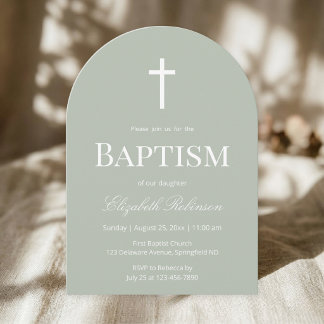 Invitación Sage Green Baptism Arch Minimalist Christening