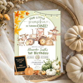 Invitación Sage Green Barn Animals Little Pumpkin Cumpleaños