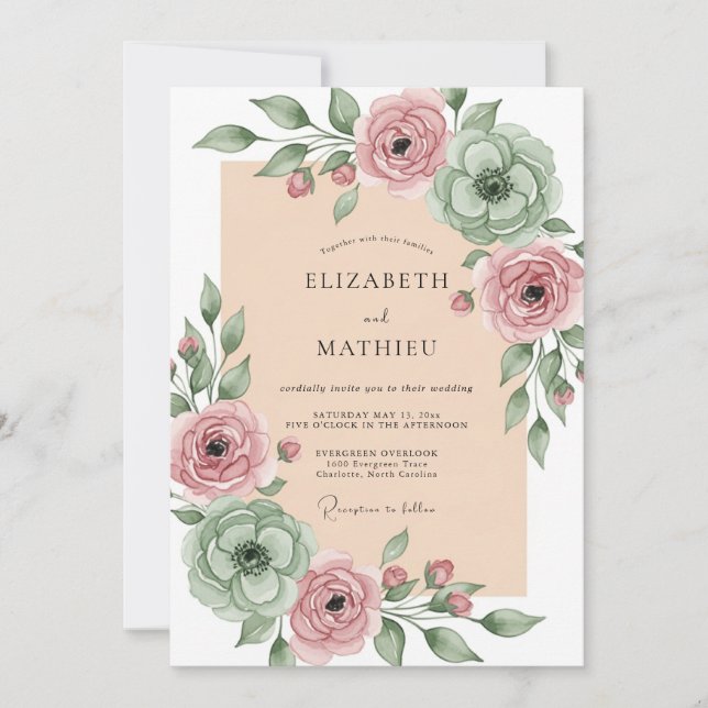 Invitación Sage Green Blissful Spring Wedding (Anverso)