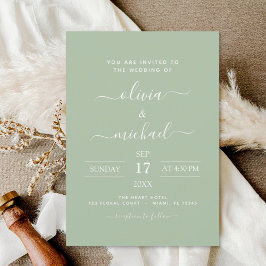 Invitación Sage Green Boda Typografía moderna