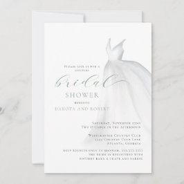 Invitación Sage Green Boda Vestido Parejas Ducha de novia
