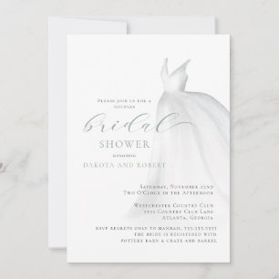 Invitación Sage Green Boda Vestido Parejas Ducha de novia