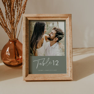 Invitación SAGE Green Bohemira Photo Table Number 5x7
