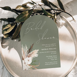Invitación Sage Green Boho Arch White Floral Bridal Shower