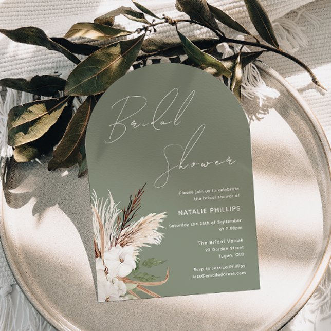 Invitación Sage Green Boho Arch White Floral Bridal Shower (Subido por el creador)