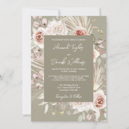 Invitación Sage Green Boho Moda Rustic Floral Boda