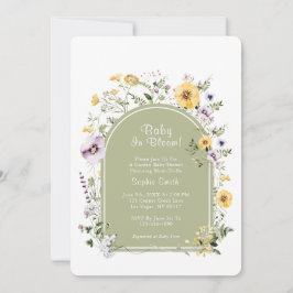 Invitación Sage Green Boho Rustic Baby En Bloom Baby Shower
