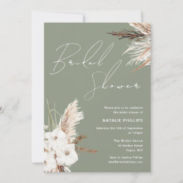 Invitación Sage Green Boho White Floral Moderne Bridal Shower