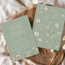 Invitación Sage Green Boho Wildflower Bridal Shower