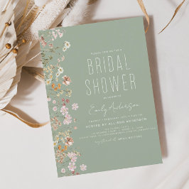 Invitación Sage Green Boho Wildflower Bridal Shower Bloom
