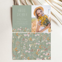 Invitación Sage Green Boho Wildflower Bridal Shower Foto