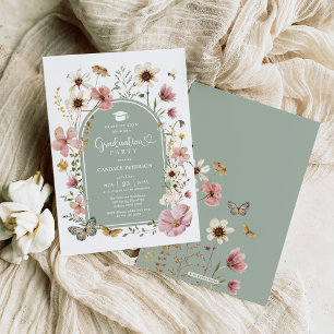 Invitación Sage Green Boho Wildflower Meadow Party