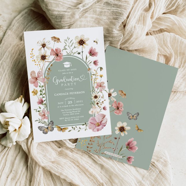 Invitación Sage Green Boho Wildflower Meadow Party (Subido por el creador)