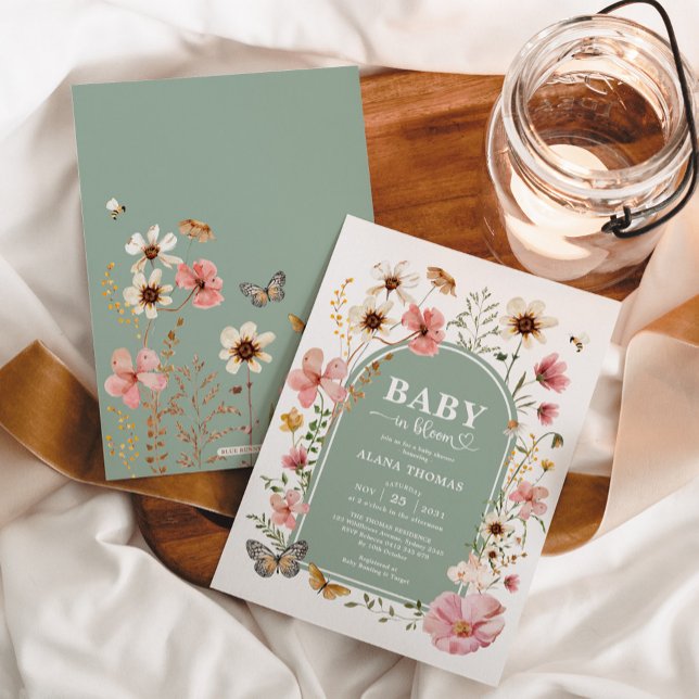 Invitación Sage Green Boho Wilflower Baby en una ducha de flo (Subido por el creador)