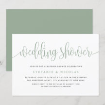 Sage Green Bonito caligrafía ducha de matrimonio