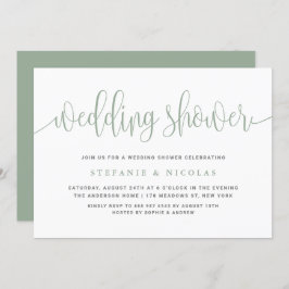 Invitación Sage Green Bonito caligrafía ducha de matrimonio