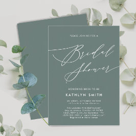 Invitación Sage Green Botanic Elegant Script Bridal Shower