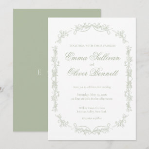 Invitación sage green botanical