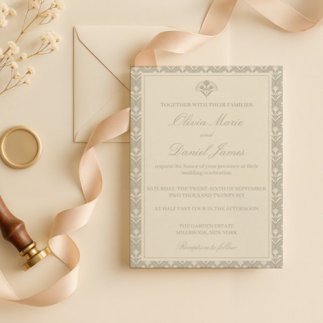 Invitación Sage Green Botanical Heirloom Wedding  (Subido por el creador)