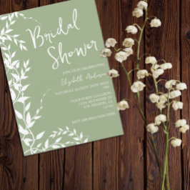 Invitación Sage Green Botanical Leaves Bridal Shower