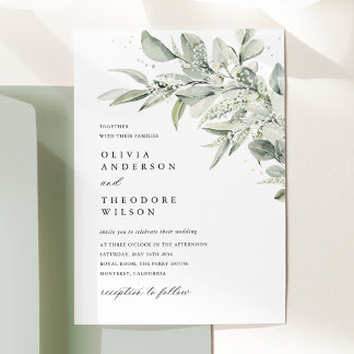 Invitación Sage Green Botanical Watercolor Elegant Wedding