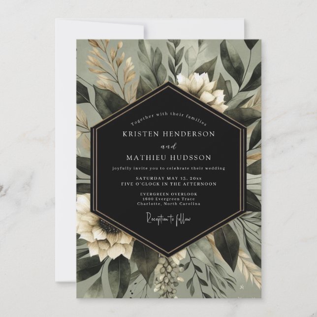 Invitación Sage Green Botanical Whimsy Wedding (Anverso)