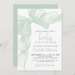 Invitación Sage Green Bow Baby Shower