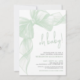 Invitación Sage Green Bow Baby Shower