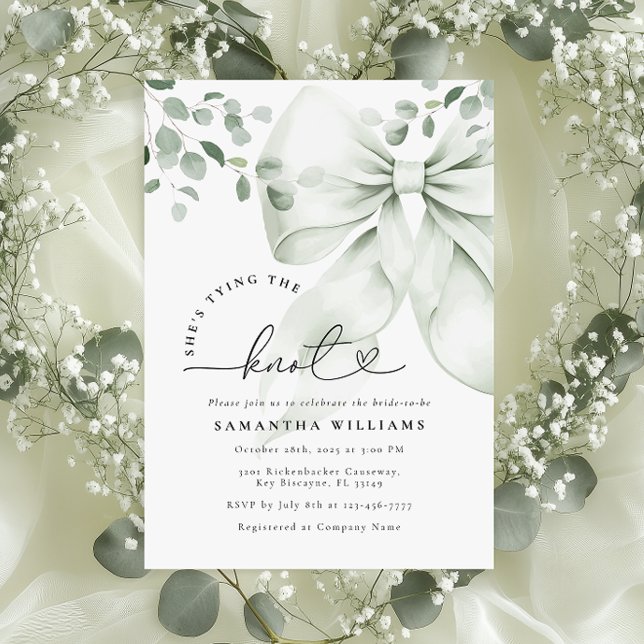 Invitación Sage Green Bow Eucalyptus Bridal Shower (Subido por el creador)