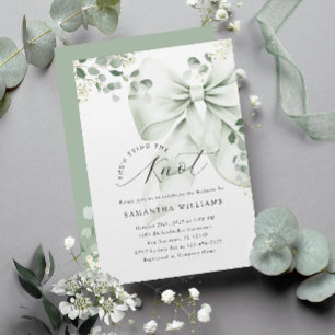 Invitación Sage Green Bow Greenery Bridal Shower