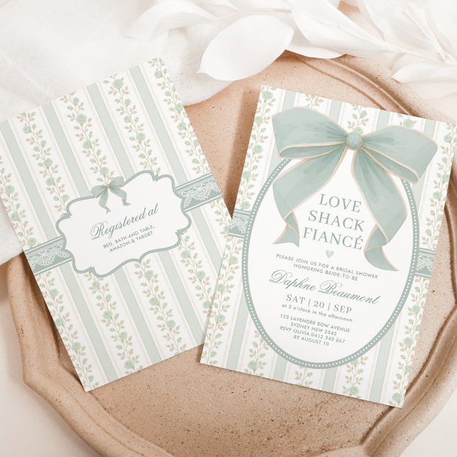 Invitación Sage Green Bow Love Shack Fiancé Bridal Shower (Subido por el creador)