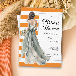 Invitación Sage Green Bride Naranja Stripes Bridal Shower