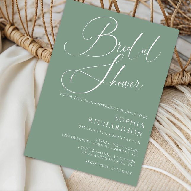 Invitación Sage Green caligrafía Minimalista ducha de novia (Subido por el creador)