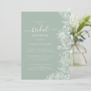 Invitación Sage Green Calligraphy Floral Bridal Shower