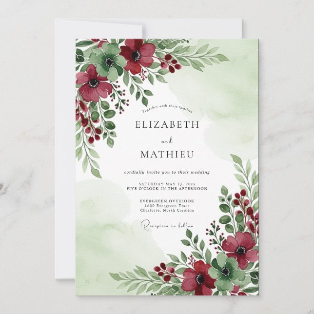 Invitación Sage Green Captivating Winter Wedding (Anverso)