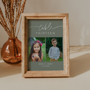 Invitación SAGE Green Chilhood Photos Table Number Card Tarje