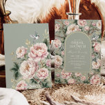 Invitación Sage Green Chinoiserie Jardín Flor Ducha de novia<br><div class="desc">Este diseño de inspiración chinoiserie presenta elegantes flores botánicas,  pájaros y vegetación en tonos verde y rosa intenso. Personalice la invitación con sus detalles y si desea reorganizar el estilo y la ubicación del texto,  pulse el botón "Haga clic para más personalizares".</div>