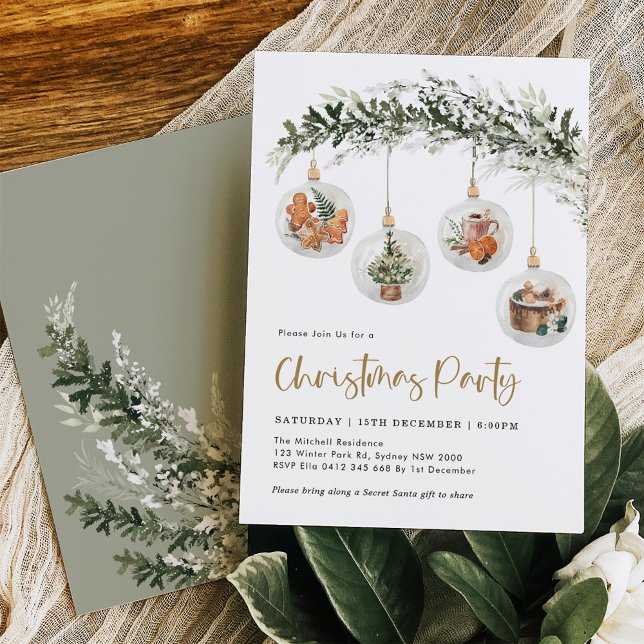 Invitación Sage Green Christmas Ornamate Fiesta de Invierno (Subido por el creador)