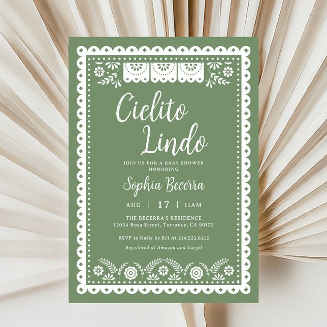 Invitación Sage Green Cielito Lindo Talavera Baby Shower (Subido por el creador)