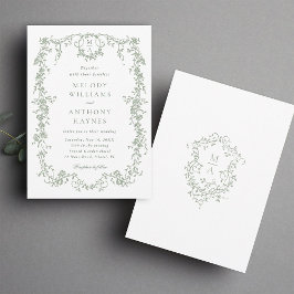 Invitación Sage Green Classic Boda floral francés