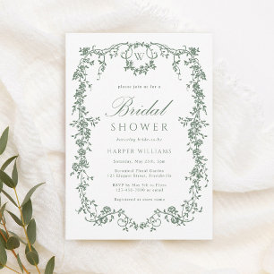 Invitación Sage Green Classic Floral Floral Bridal Shower