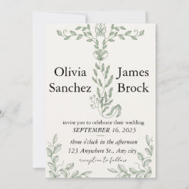 Invitación Sage Green Classic Floral Wedding Invitation