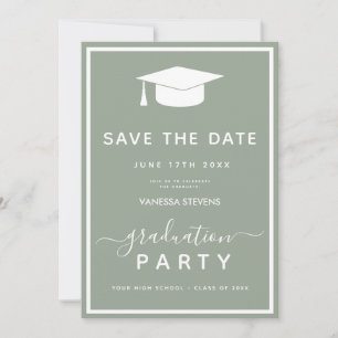 Invitación Sage Green Classic Graduation Save the Date