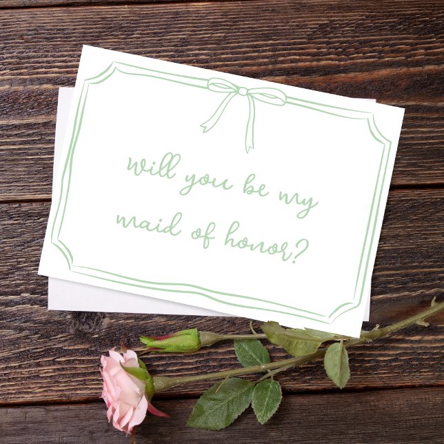 Invitación Sage Green Coquette Bow Maid of Honor Propuesta (Subido por el creador)