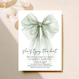 Invitación Sage Green Coquette Bow Watercolor Brilla Ducha