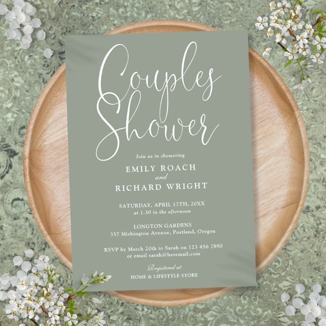 Invitación Sage Green Couples Bridal Weddal Weddal Shower (Sage Green Couples Bridal Wedding Shower Invitation)