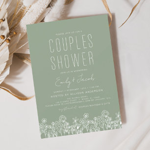 Invitación Sage Green Couples Shower Boho Wildflower