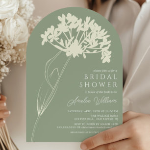 Invitación Sage Green & Cream Moderno Floral Bridal Shower