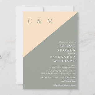 Invitación Sage Green Cream Monogram Código QR Despedida de S
