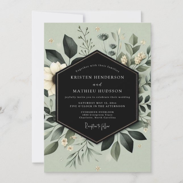 Invitación Sage Green Cultivated Botanical Wedding (Anverso)